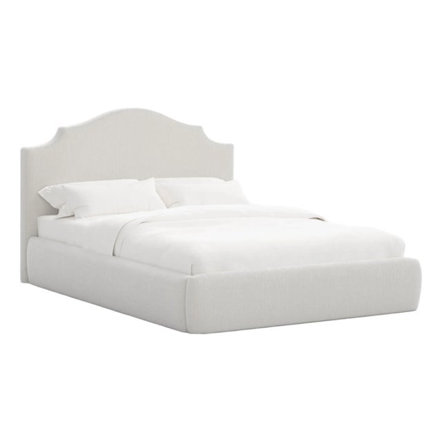 Tori Platform Bed in Snow Slub Velvet, Queen For Sale