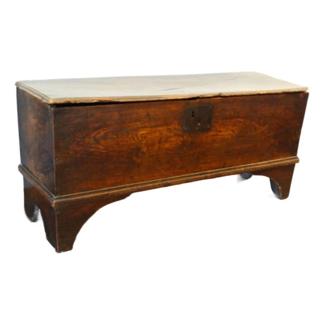 18th-Century English George III Six Board Elm Coffer For Sale