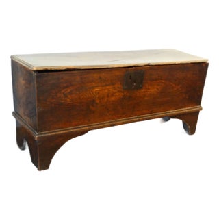 18th-Century English George III Six Board Elm Coffer Chest For Sale