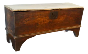 18th-Century English George III Six Board Elm Coffer Chest