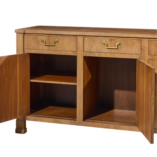 Wood Baker Walnut and Brass Buffet Credenza For Sale - Image 7 of 10