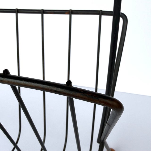 Black Tony Paul Magazine Rack Wrought Iron Wood Ball Feet For Sale - Image 8 of 12