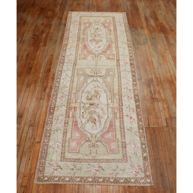 Early 21st Century Muted Turkish Ghiordes Floral Wide Runner - 3'11" x 12'10" For Sale In New York - Image 6 of 6