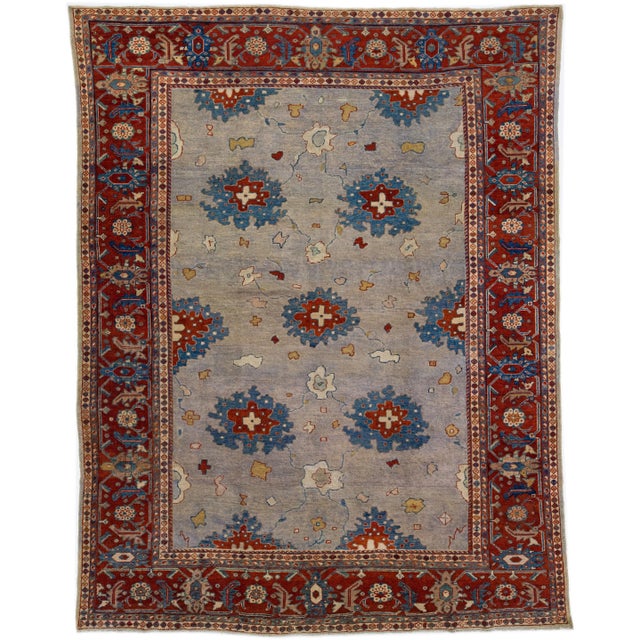 Textile 1920s Handmade Gray Antique Persian Mahal Wool Rug With Allover Design For Sale - Image 7 of 7