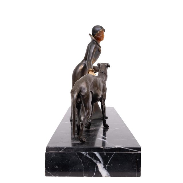 Art Deco Sculpture of Woman with Greyhounds, France, 1930s For Sale - Image 4 of 18