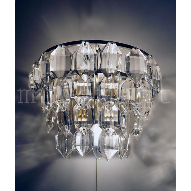 Austrian Facetted Crystal and Silver Plated Wall Sconces from Bakalowits, 1960, Set of 2 For Sale - Image 6 of 13