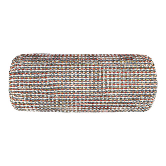 The House Of Scalamandré Heatherton Bolster Pillow In Preppy For Sale