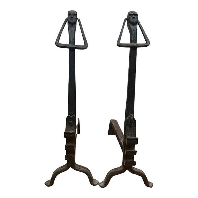 Andirons With Faces For Sale