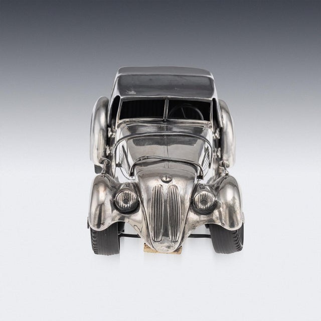 Metal Vintage Silver BMW 328 Roadster Model Car, 1960s For Sale - Image 7 of 18