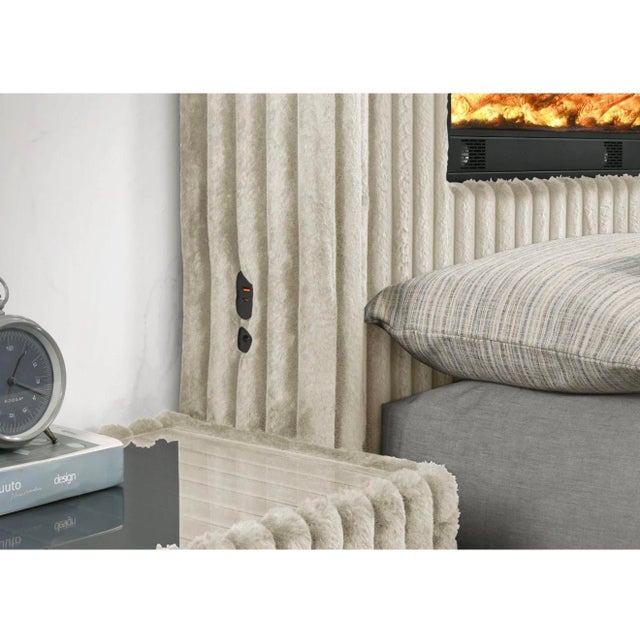 New Henley King 5–Piece Smart Bedroom Set - Channel Tufted W/ Fireplace , Tv Lift Set Only For Sale In Houston - Image 6 of 8