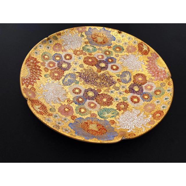 Antique Mid 19th Century Gilt Hand-Painted Satsuma Earthenware Plate, Thousand Flowers For Sale - Image 13 of 13