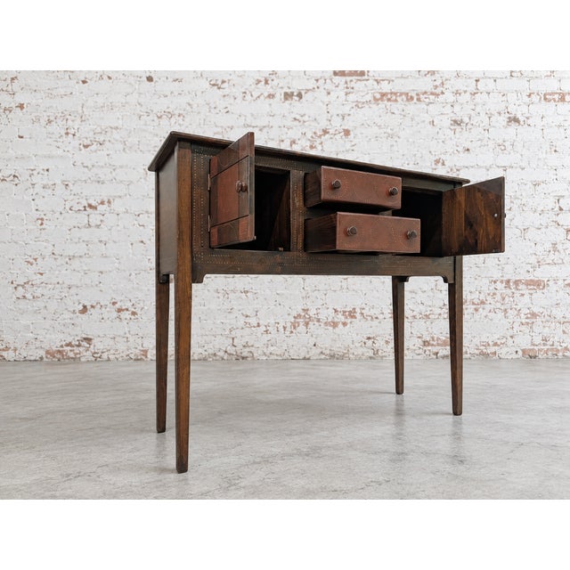 Mid 20th Century Vintage Regional American Solid Wood Sideboard/Entry Way Table Inlaid Geometric Patterning For Sale - Image 5 of 5