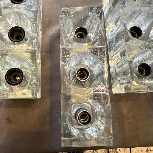 Transparent Two 1960s Mid-Century Modern Heavy Murano Glass Italian Wall Sconces by Sciolari For Sale - Image 8 of 18