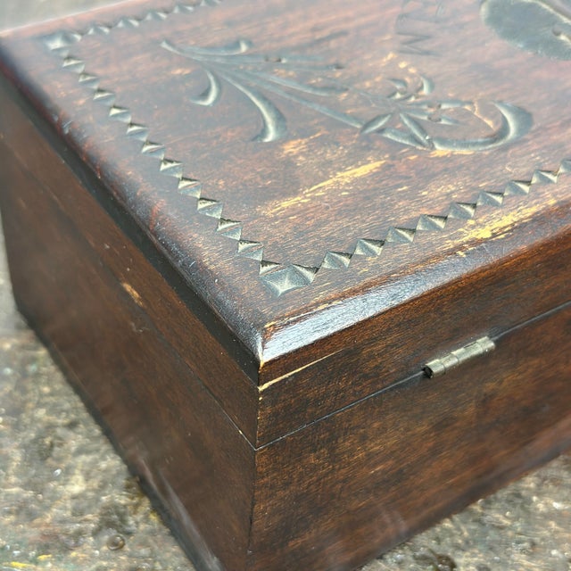 Wood Antique Kronprinz Wilhelm Hand Carved Wooden German Trench Art Box For Sale - Image 7 of 12