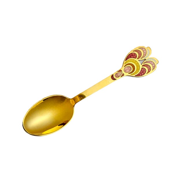 1970s 1972 Anton Michelsen Gilt Sterling Silver Enamel Christmas Spoon, Bjørn Wiinblad For Sale - Image 5 of 5