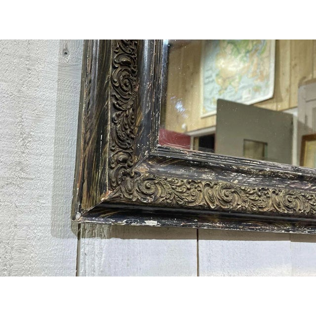 Black Louis Philippe Mirror in Wood and Plaster For Sale - Image 8 of 9