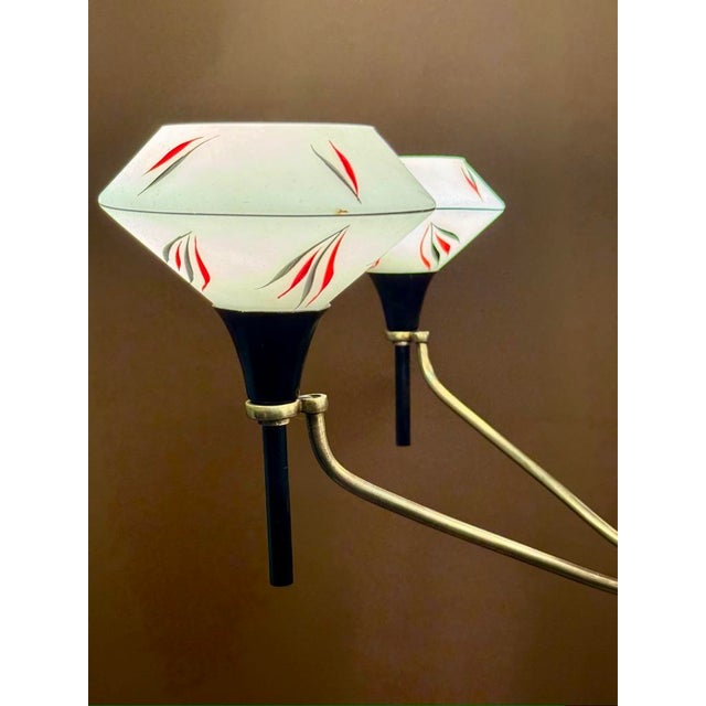 Mid-Century Modern Vintage French Chandelier in Brass, 1950s For Sale - Image 3 of 11