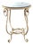 1980s Gold Gilt French René Drouet Style Scrolling Iron Round Marble Side Table For Sale