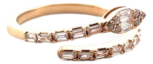 14k Yellow Gold Open Cuff Snake Diamond Ring, One Size Fits All