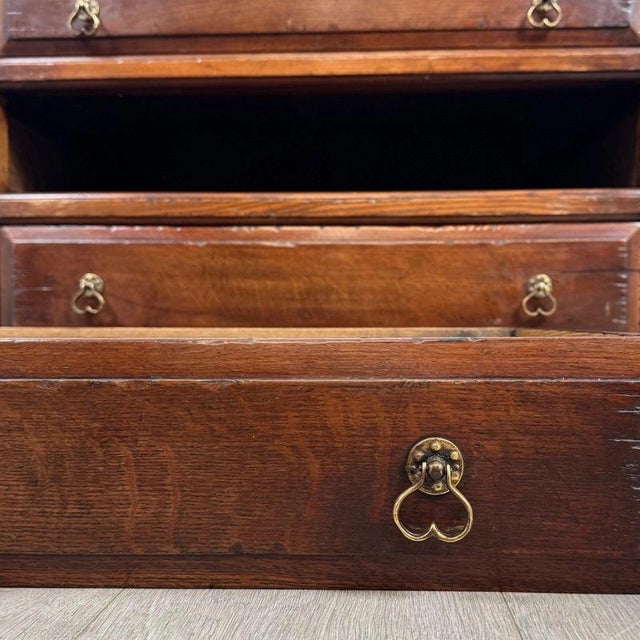Brown Antique Early 20th Century English Oak Bureau with Fitted Interior For Sale - Image 8 of 14