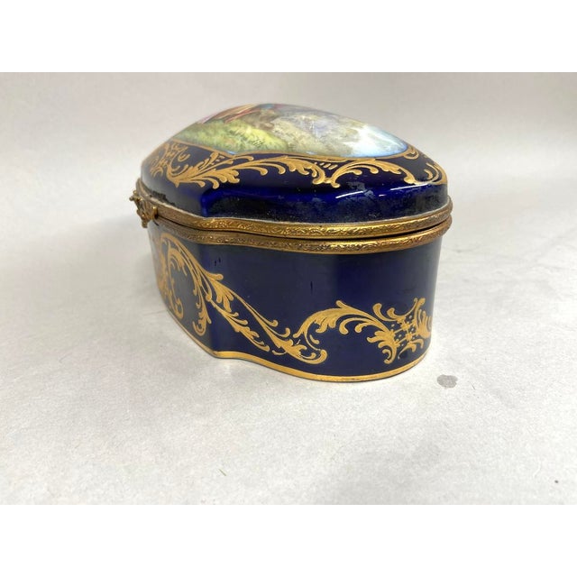 1880 French Sevres Blue Porcelain Gilt Box - 1 Pc For Sale - Image 11 of 15