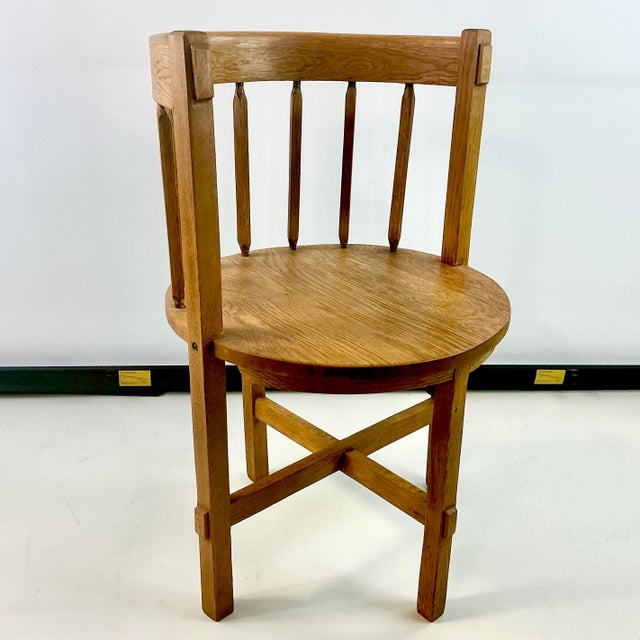 Rustic European Early 1900s Antique Gustavian Folk Art Rustic European Oak Round Corner Side Chair. For Sale - Image 3 of 18