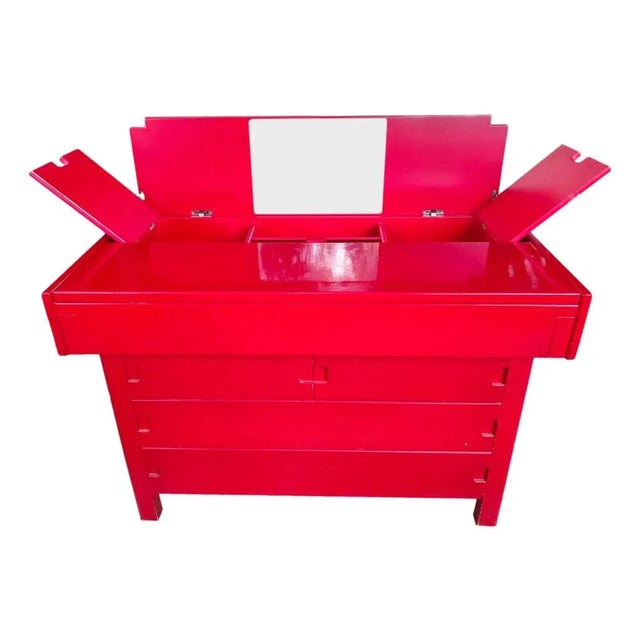 Red Unending Dressing Table by Ernesto Radaelli for Saporiti 1970 For Sale - Image 8 of 12