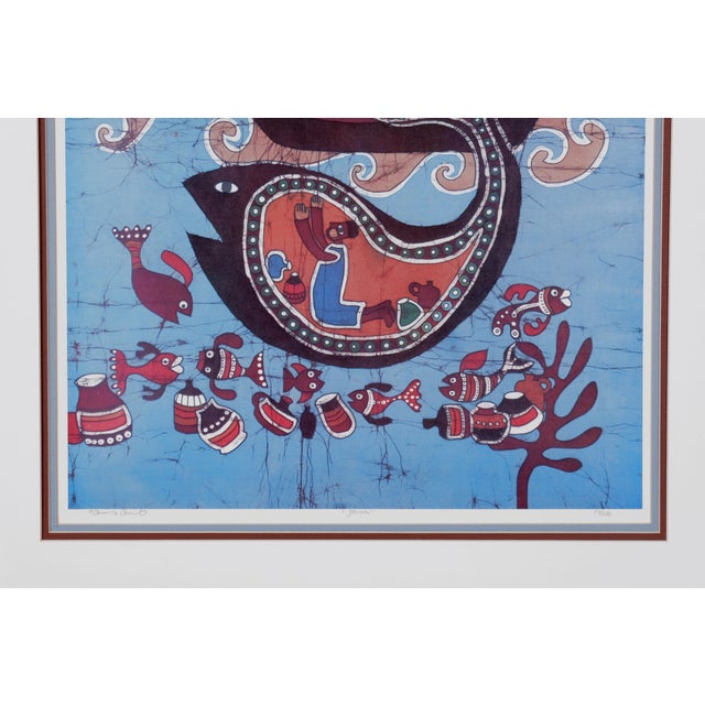 Figurative 1991 Amos Amit "Jonah and the Whale" Limited Edition Batik 113/350 Artist Signed For Sale - Image 3 of 8