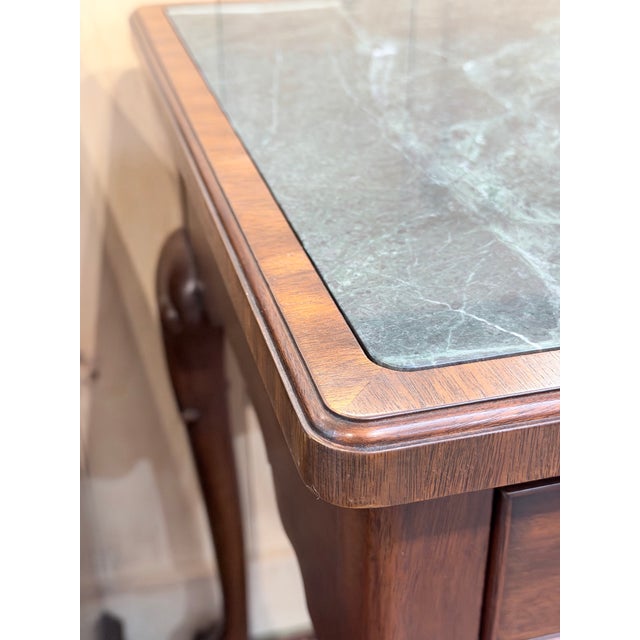 Late 20th Century Late 20th Century Henkel Harris Mahogany Marble Top Side Table With Ball & Claw Feet For Sale - Image 5 of 12
