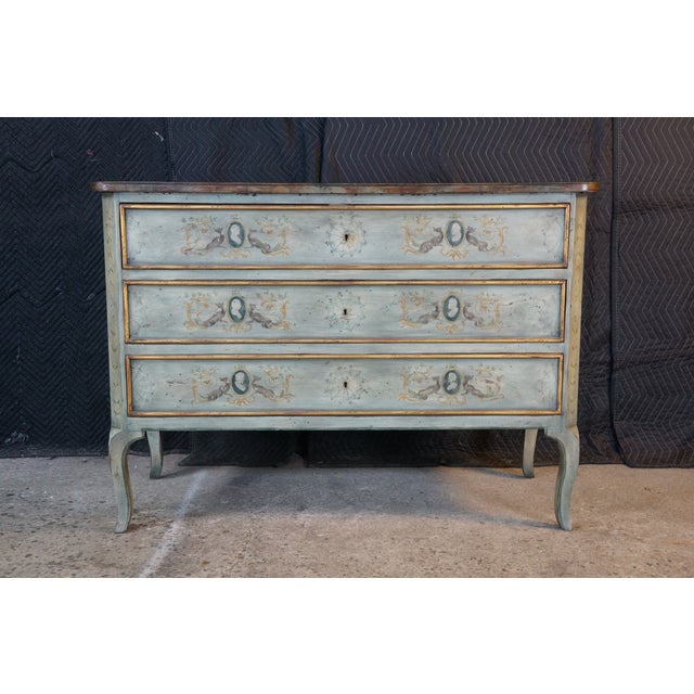 Late 20th Century Rare Karges French Provincial Artist Signed Cherry Chest Faux Marble Top Commode For Sale - Image 6 of 18
