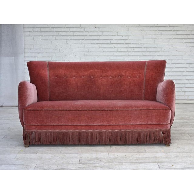 Danish 2-Seater Sofa in Pink Velour and Oak, 1970s For Sale - Image 18 of 18