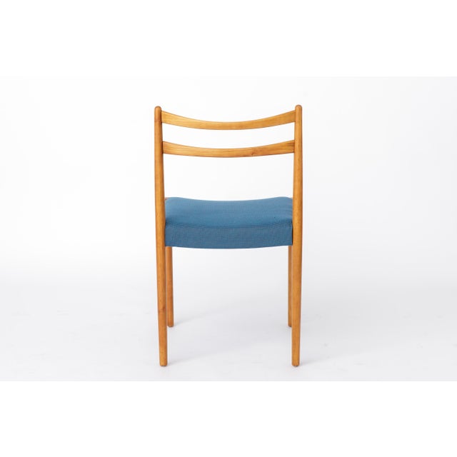 Mid-Century Modern Dining Chair in Beech with Blue Upholstered Seat by Lübke , Germany 1970s For Sale - Image 6 of 12