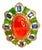 Bochic "Orient" Orange Opal, Emerald, & Diamond Ring Set In 18K Gold & Silver For Sale