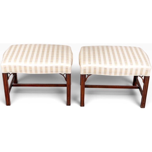 Southwood & Co. Vintage Southwood Chippendale Style Mahogany Stools - A Pair For Sale - Image 4 of 10