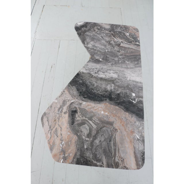 Italian Asymmetrical Coffee Table with Iron Legs & Marble Top, 1950s For Sale - Image 5 of 15