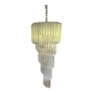 Vintage Spiral Murano Italian Glass Chandelier by Quattro Venini For Sale