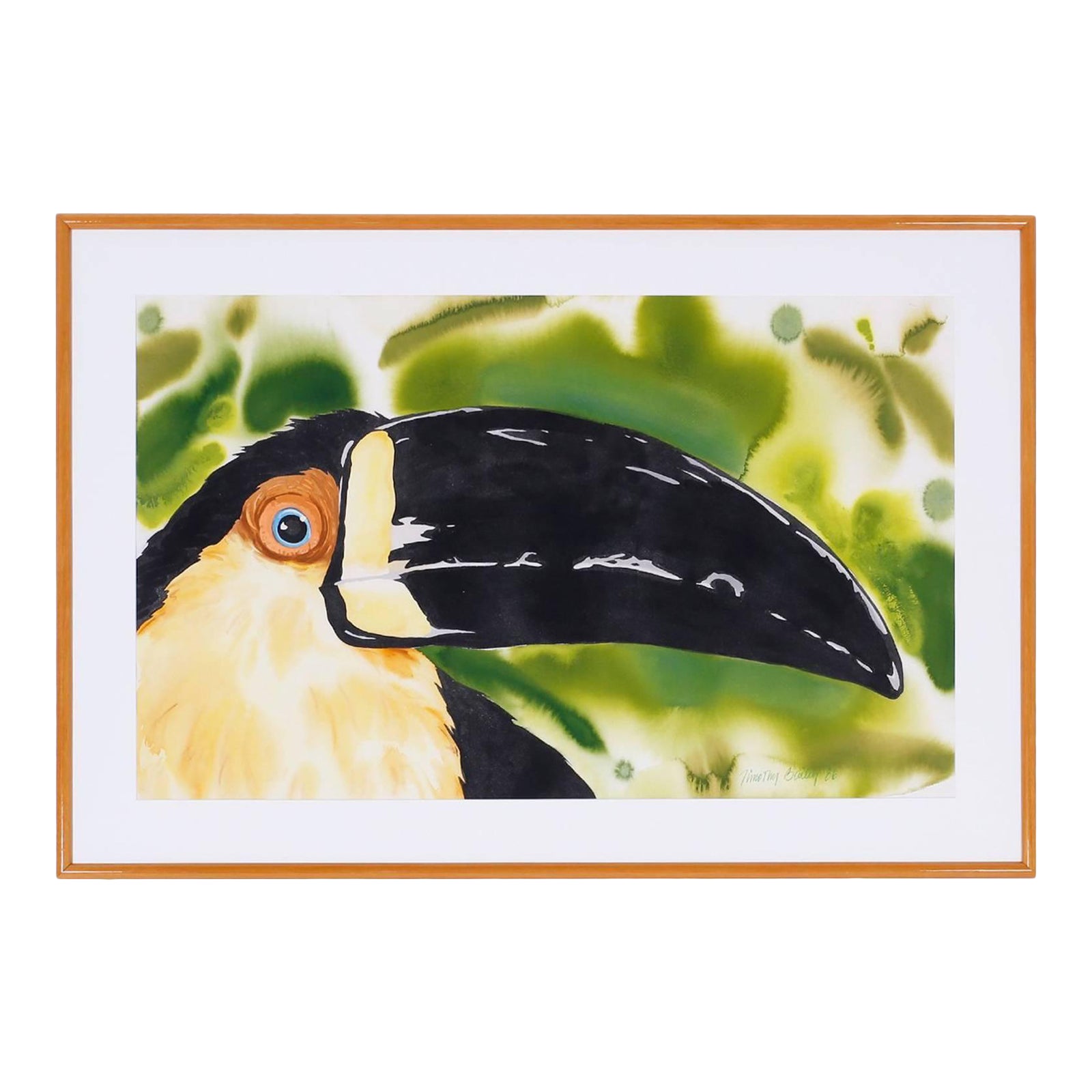 Large Watercolor Painting Of A Toucan Chairish