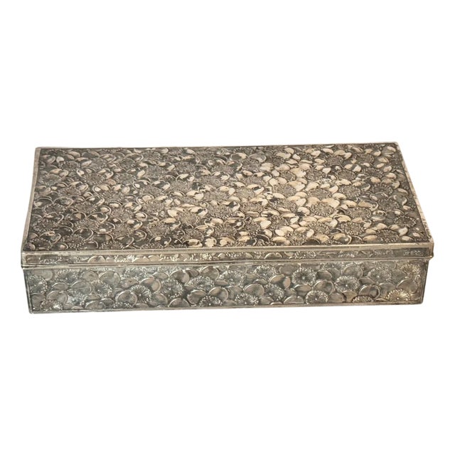 French Silver-Tone Metal Jewelry Box, 1970s For Sale