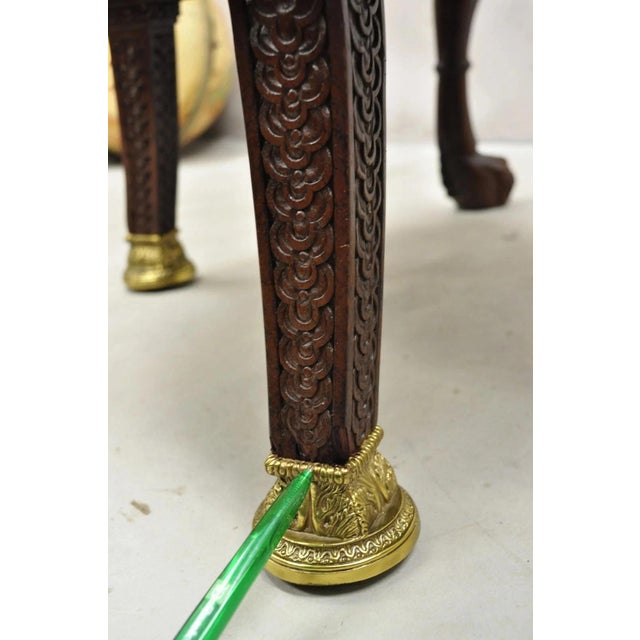 Late 20th Century Baker Stately Homes Regency Style Grey Leather Lions Head Pull Up Tub Club Chair For Sale - Image 9 of 12