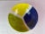 Handcrafted Modern Ceramic Yellow Blue Green Geometric Bowl Dimensions: 10”w x 10”d x 4”h