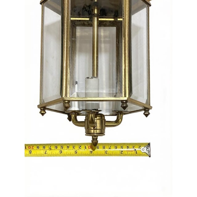 Late 20th Century Late 20th Century Traditional Brass and Glass 3-Light Entryway Hall Light Fixture Flush Mount For Sale - Image 5 of 6