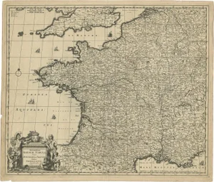 Large Antique Map of France by De Wit, 1680