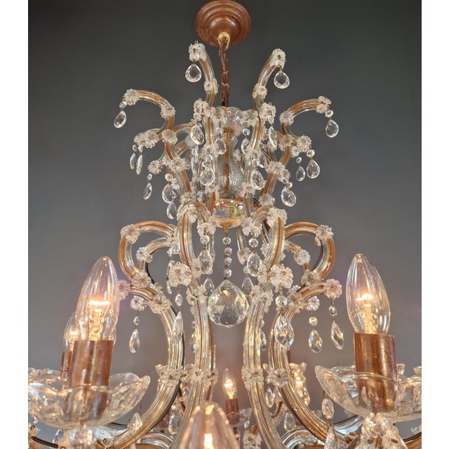 Large Antique Crystal Chandelier Restored Italian Bohemian Style Vintage For Sale - Image 18 of 18