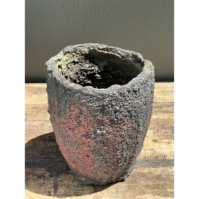 Charcoal Vintage Patinated Lava Glaze Planter For Sale - Image 8 of 12