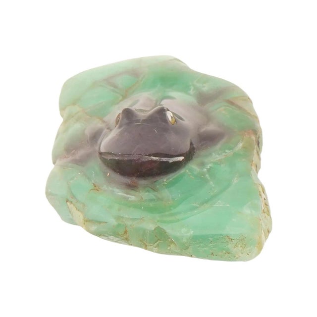 Vintage Carved Chrysoprase Frog Figurine For Sale - Image 4 of 7