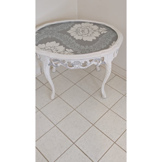 1970s Hand Painted French Style Coffee Table With Removable GlassTop For Sale - Image 9 of 10