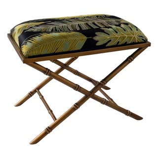 Lauderdale Brass Bamboo Leg Bench, Forest For Sale