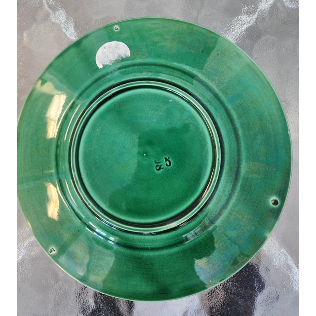 Antique 19th Century Minton Majolica Green Leaf Basketweave Plates - Set of 4 For Sale - Image 12 of 16