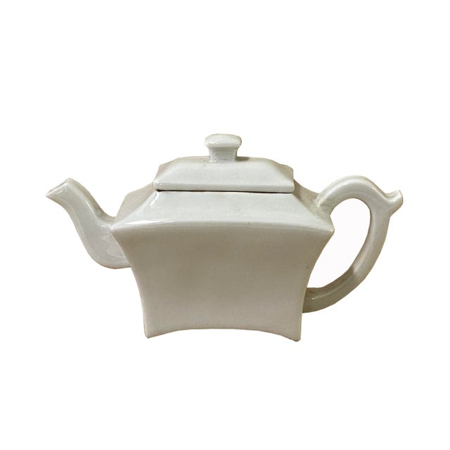 White Off White Porcelain Rectangular Shape Teapot Shape Display For Sale - Image 8 of 8