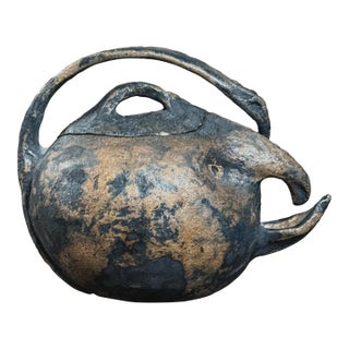 Vintage Wood Fired Surrealist Anthropomorphic Ceramic Teapot For Sale